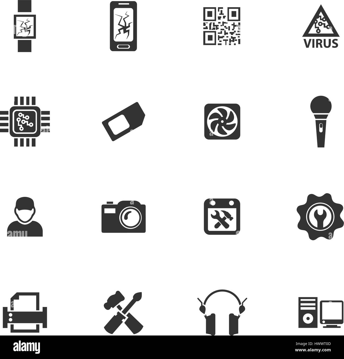 Vecteur de réparation d'appareils électroniques et d'icônes pour la conception d'interface utilisateur Illustration de Vecteur