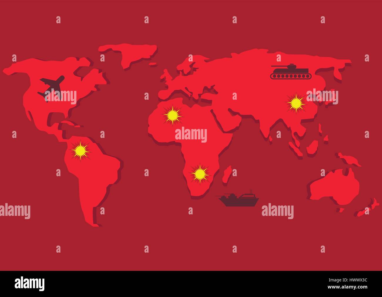 Carte du monde rouge Image Vectorielle Stock Alamy