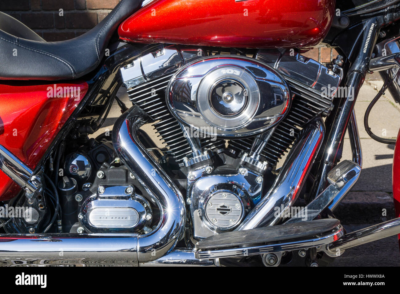 Moto Harley Davidson détail moteur Banque D'Images