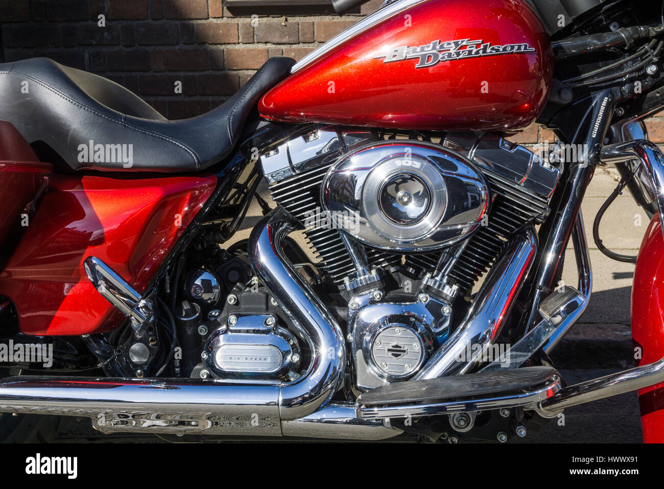 Moto Harley Davidson détail moteur Banque D'Images