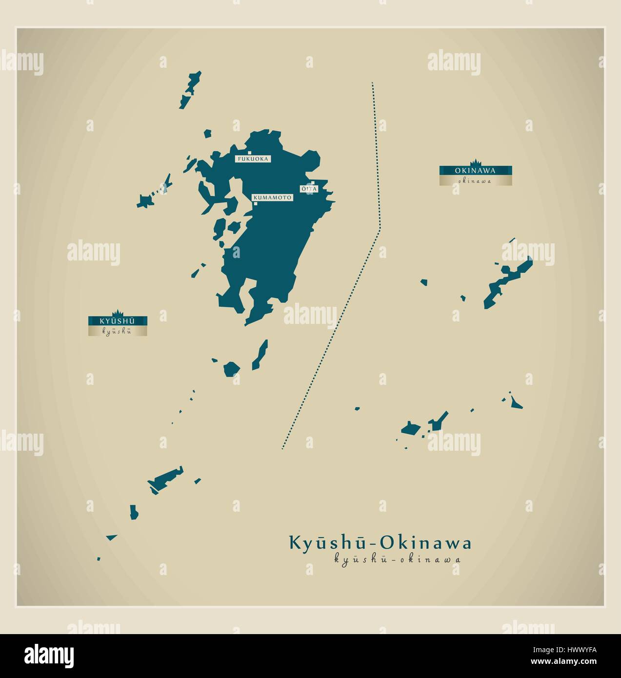 Carte moderne - Kyushu et Okinawa JP Illustration de Vecteur