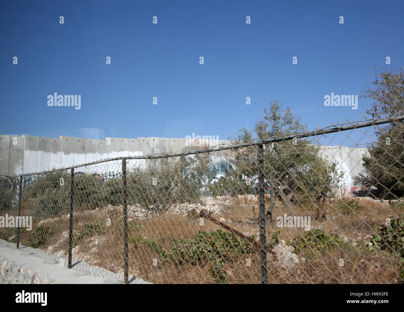 Mur de séparation israélien dans la ville cisjordanienne de Bethléem Banque D'Images