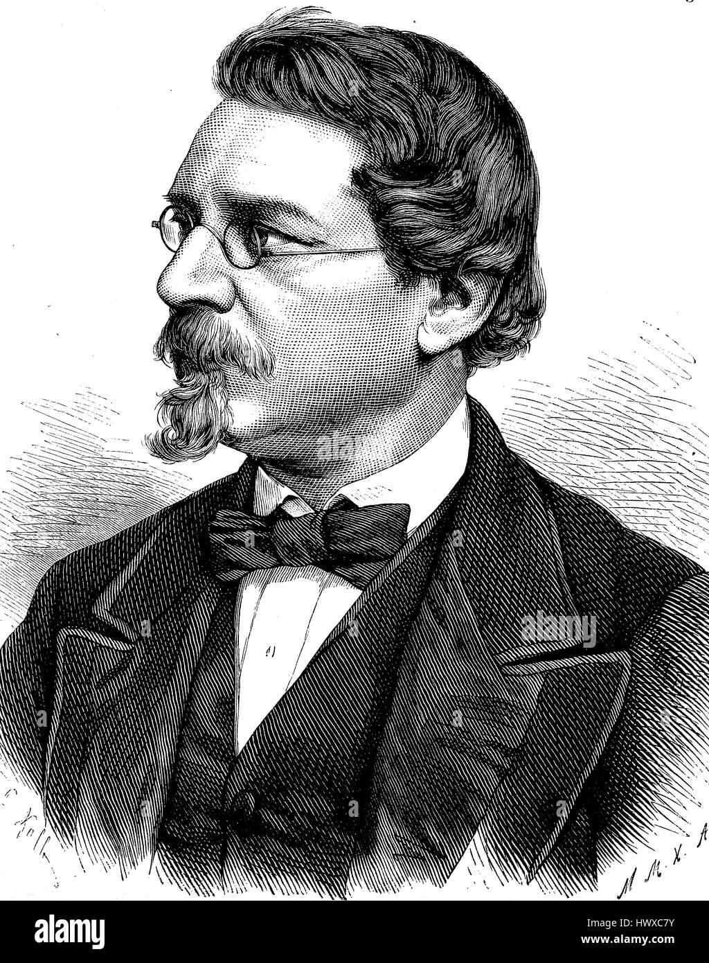 August Wilhelm von Hofmann, 8 avril 1818 - 5 mai 1892, était un chimiste allemand, l'Allemagne, la reproduction d'une image, gravure sur bois de l'année 1881, l'amélioration numérique Banque D'Images