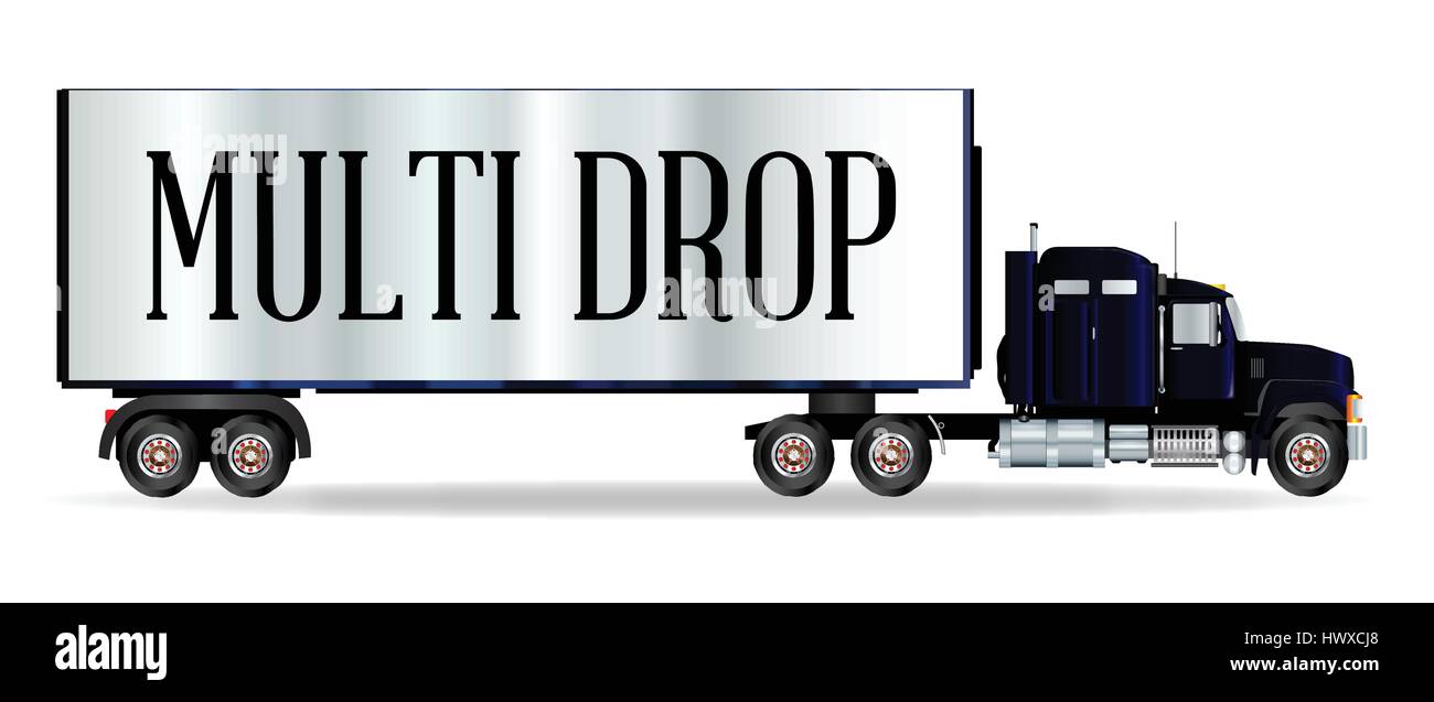 L'extrémité avant d'un grand camion sur un fond blanc avec inscription Multi Drop Illustration de Vecteur