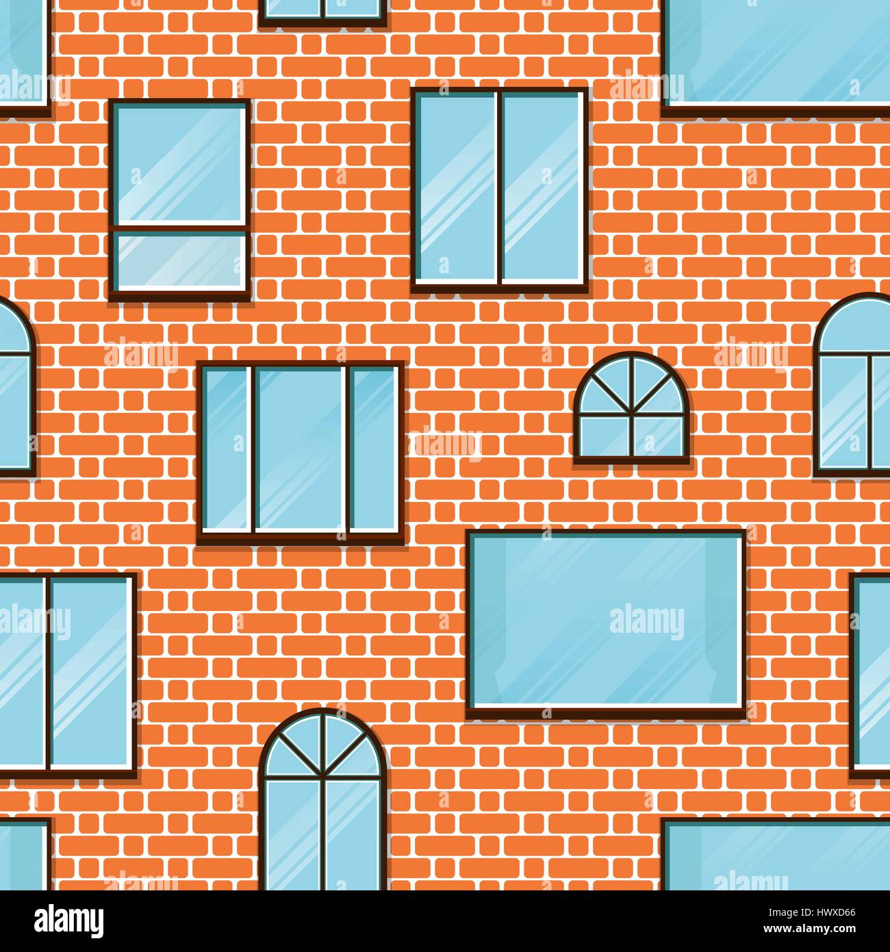 Seamless background du mur de briques et de fenêtre. Vecteur. Illustration de Vecteur