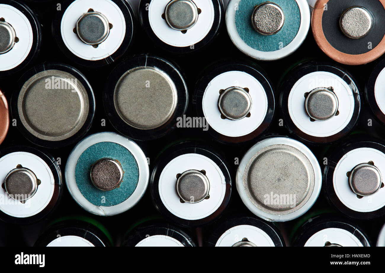 Mélange de piles de taille AA. Type de surface de la batterie alcaline Banque D'Images