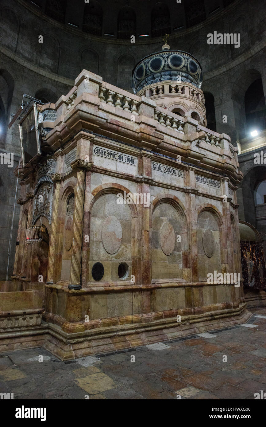 La tombe de Jésus (édicule) dans l'église du Saint Sépulcre, Jérusalem, Israël Banque D'Images