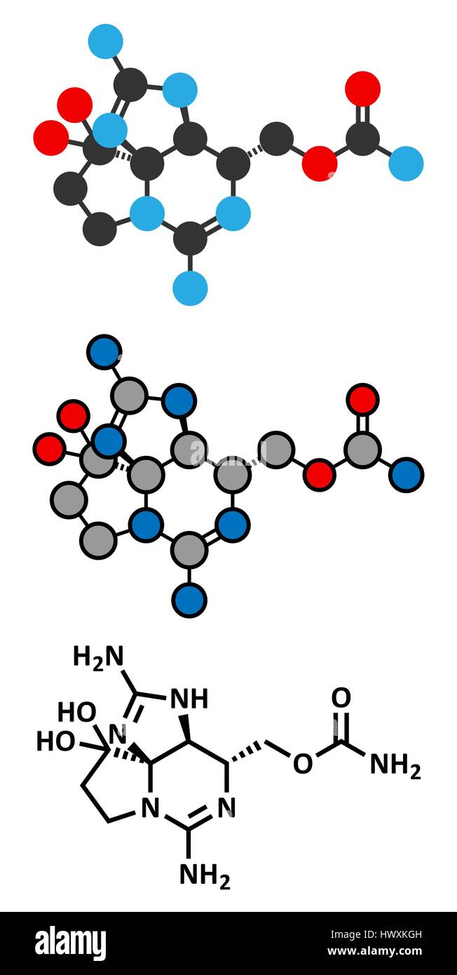 La saxitoxine (STX) toxines paralysantes des mollusques (PST) molécule. Les rendus 2D stylisée et conventionnelle formule topologique. Illustration de Vecteur