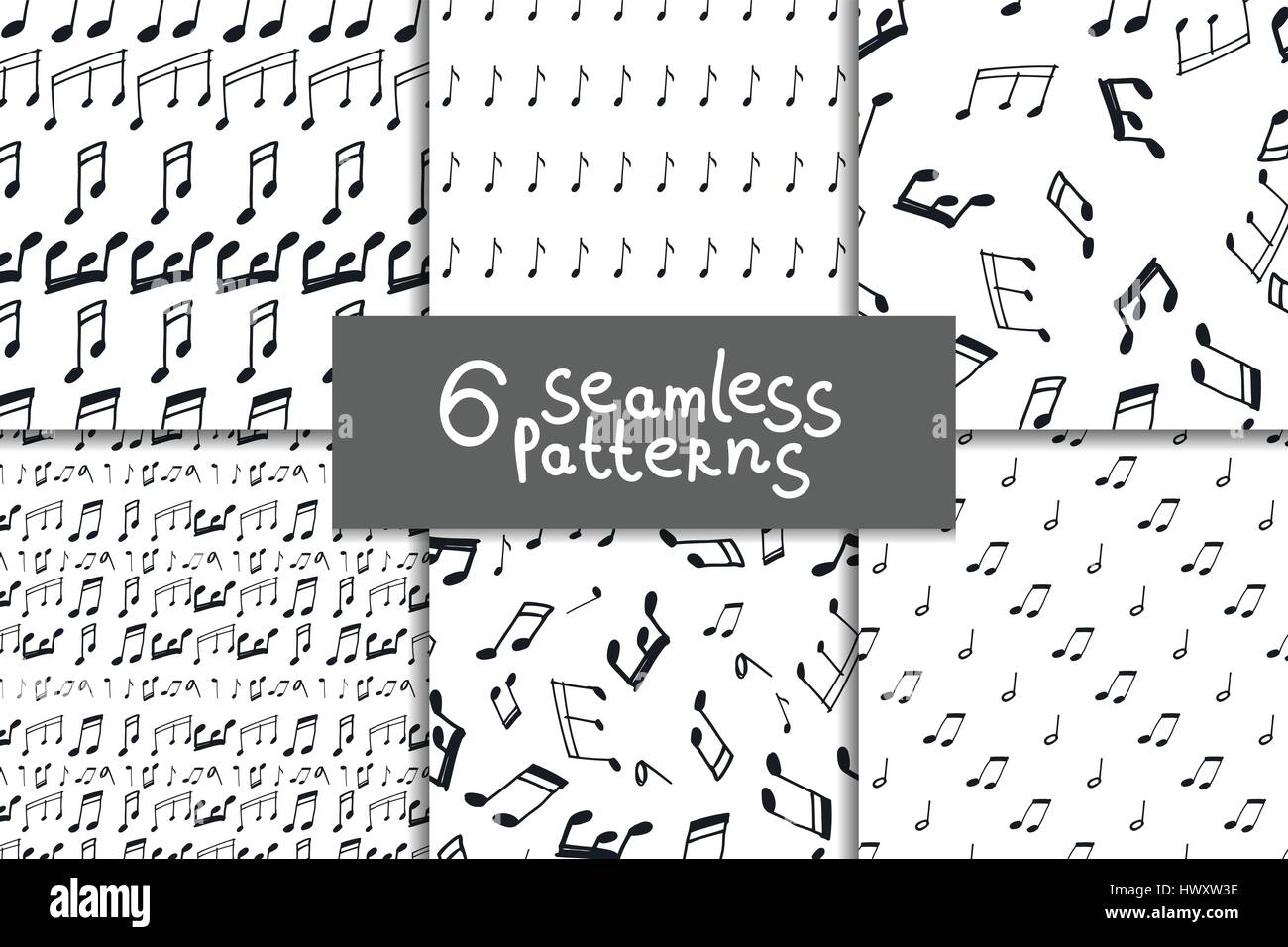 Notes de musique ensemble de modèles sans couture Illustration de Vecteur