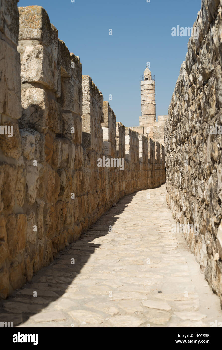 Tour de David, à l'ouest de la ville antique avec les murs de la vue panoramique Banque D'Images Tour de David, à l'ouest de la ville antique avec les murs de la vue panoramique Banque D'Images
