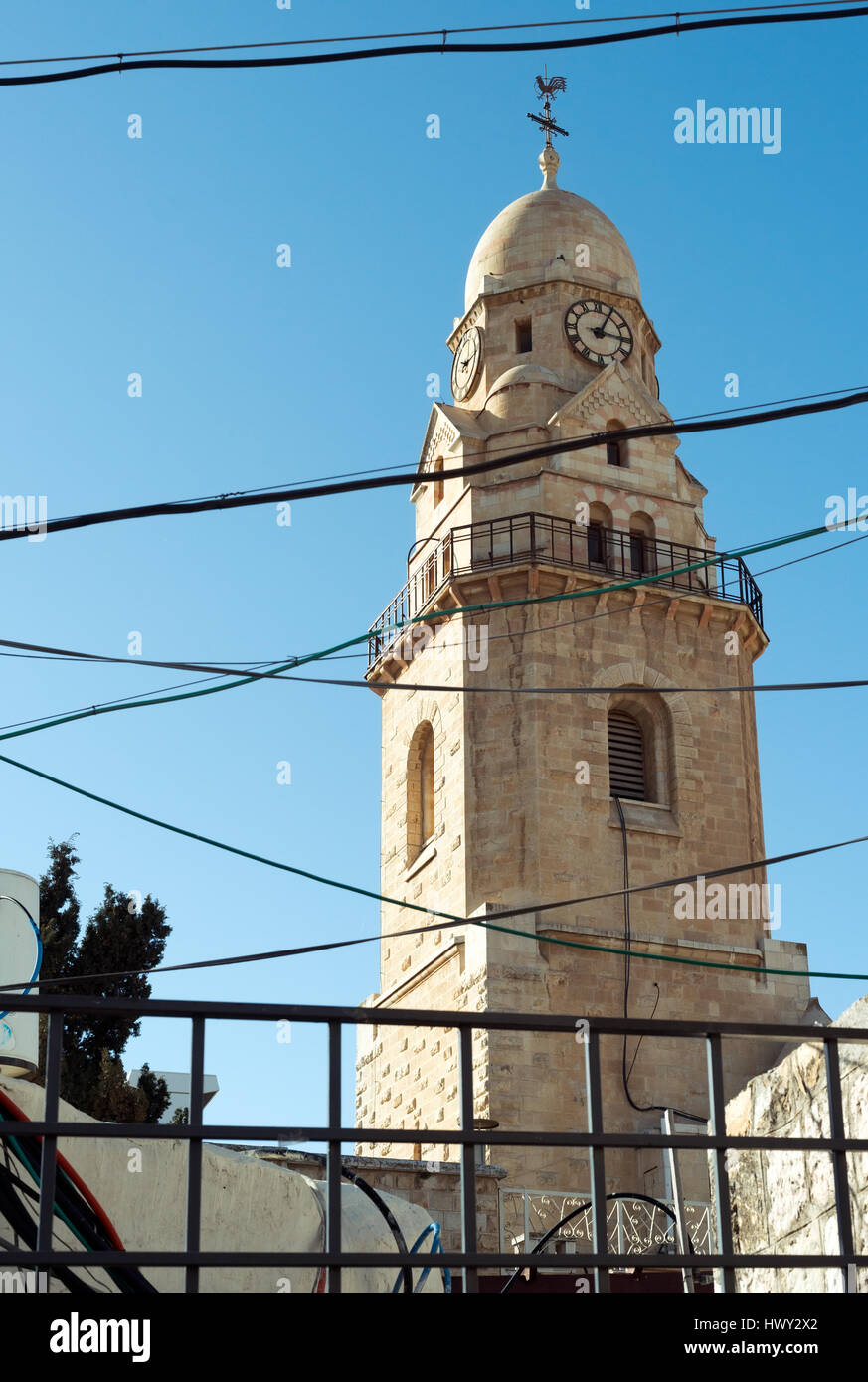 Clocher de l'Abbaye de la Dormition à Jérusalem, Israël Banque D'Images Clocher de l'Abbaye de la Dormition à Jérusalem, Israël Banque D'Images