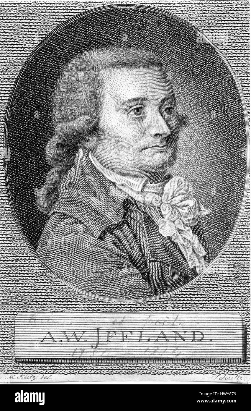 August Wilhelm Iffland était un acteur, dramaturge et metteur en scène allemand à la fin du XVIIIe siècle et au début du XIXe siècle. Il est connu pour ses contributions importantes au théâtre allemand, en particulier dans le développement d'œuvres dramatiques et de productions théâtrales. Banque D'Images