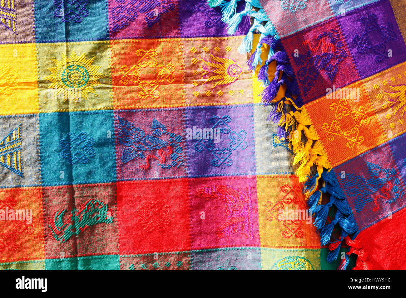 Foulard coloré décoré traditionnel Mexicain Banque D'Images