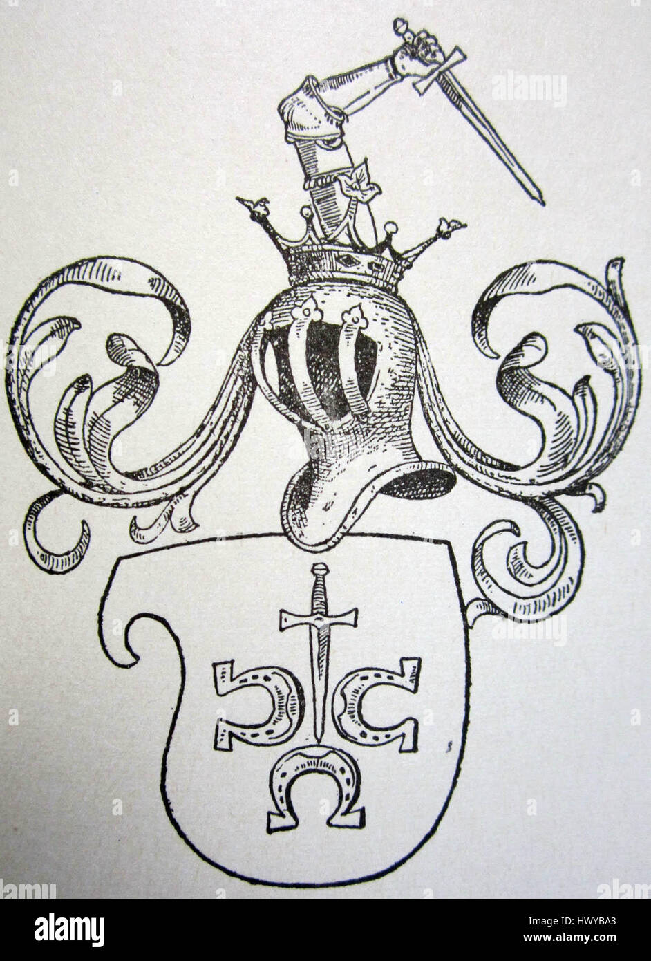 L'Armorial de Vitebsk est un symbole héraldique historique représentant la ville de Vitebsk en Biélorussie. Le dessin, attribué à Belina, incorpore des éléments héraldiques traditionnels communs aux armoiries d'Europe de l'est. Banque D'Images