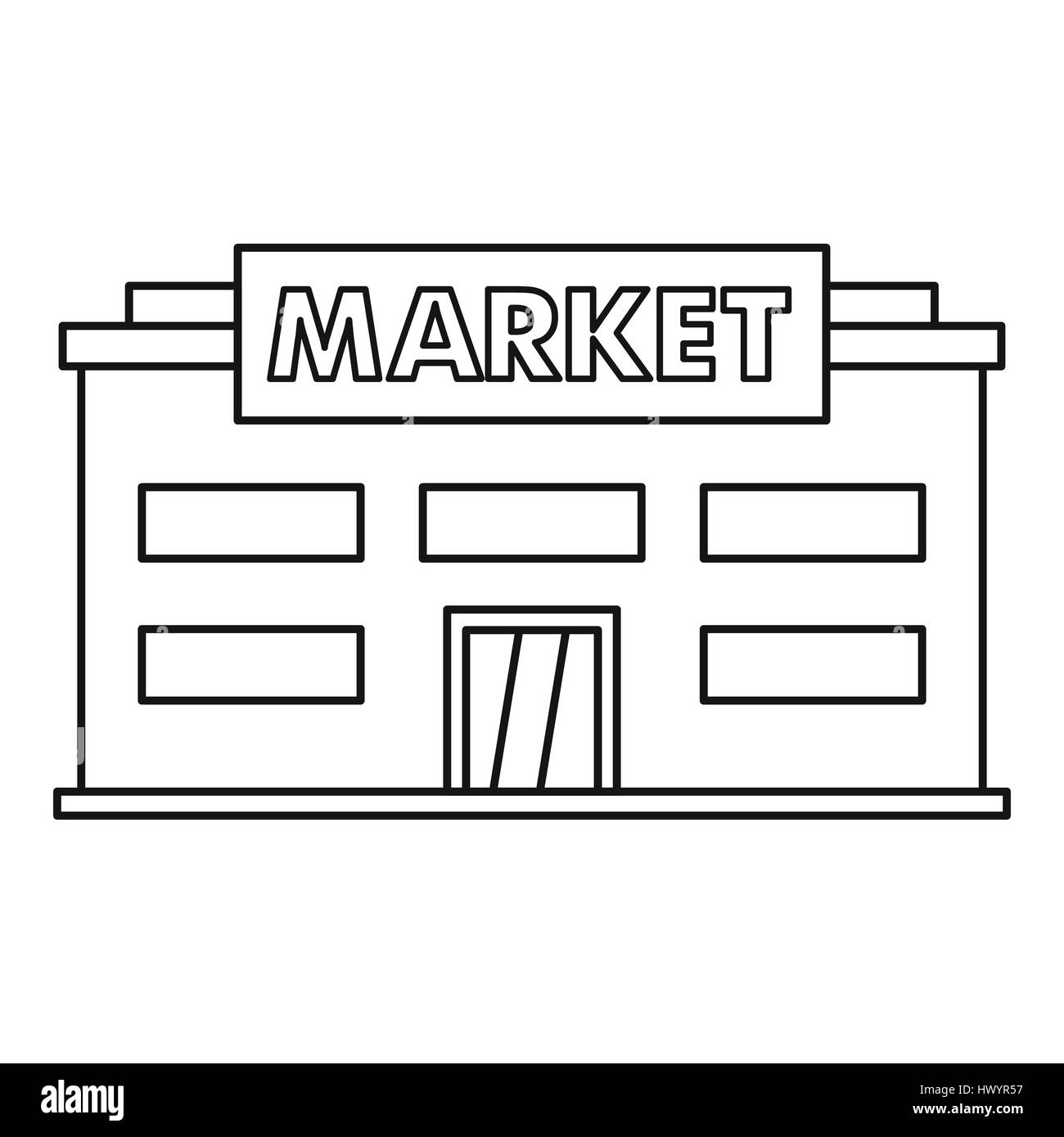 Style du contour, l'icône du marché Illustration de Vecteur