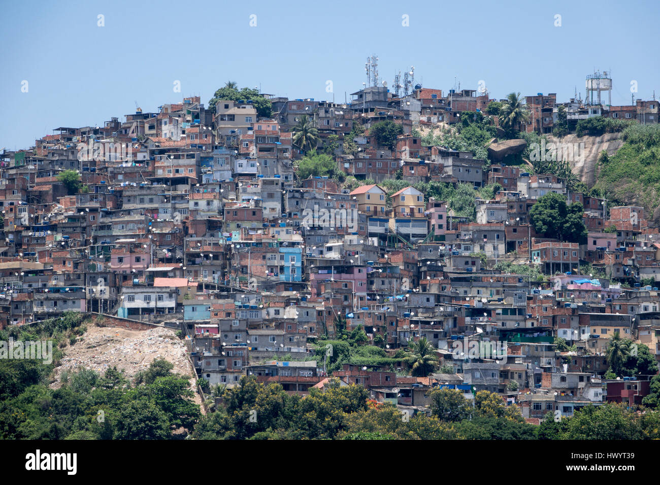 Rio de Janeiro vue sur la ville de Santa Marta, taudis favela Brésil Banque D'Images