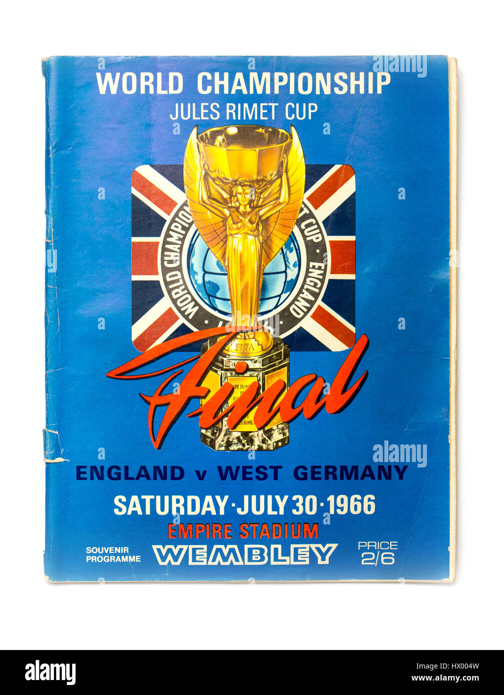 1966 Le programme de football finale de la Coupe du monde où l'Angleterre a battu l'Allemagne de l'Ouest 4-2 pour remporter la Coupe du Monde Banque D'Images
