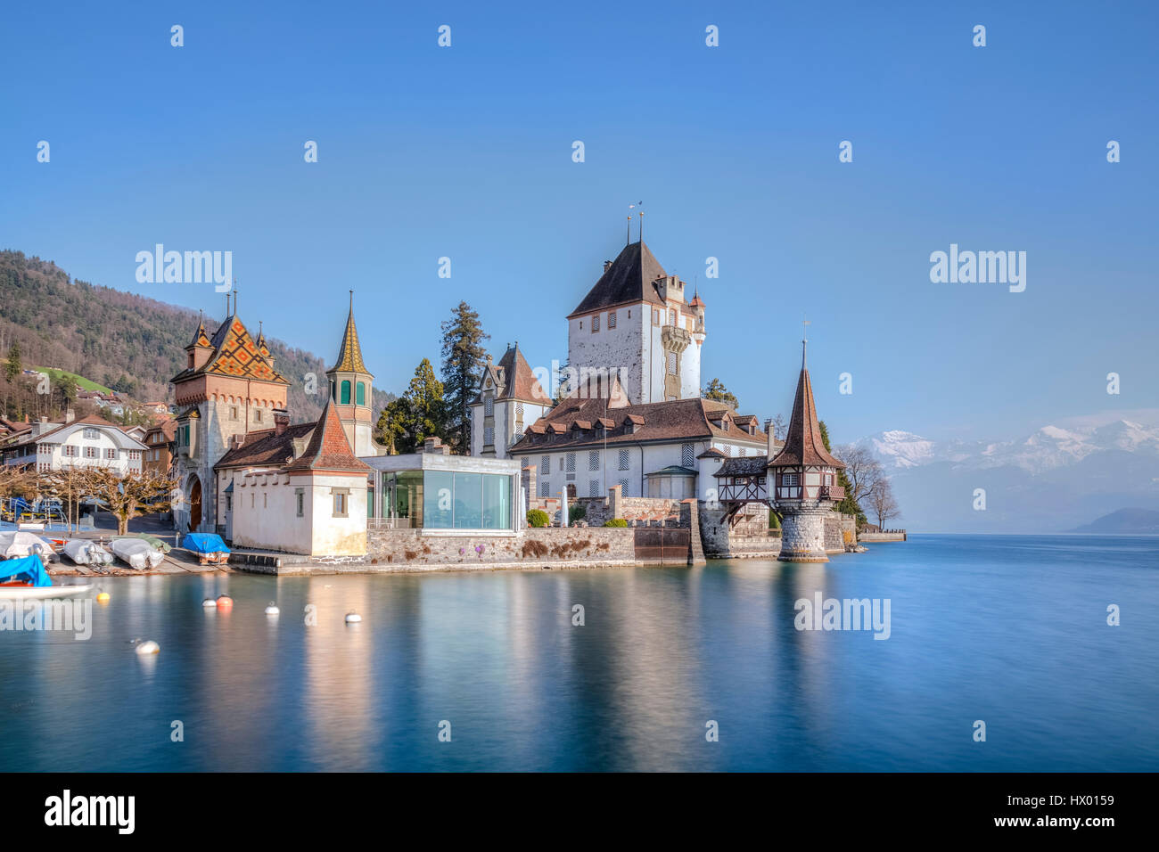 Schloss Oberhofen, Thunersee, Berner Oberland, Berne, Suisse, Europe Banque D'Images