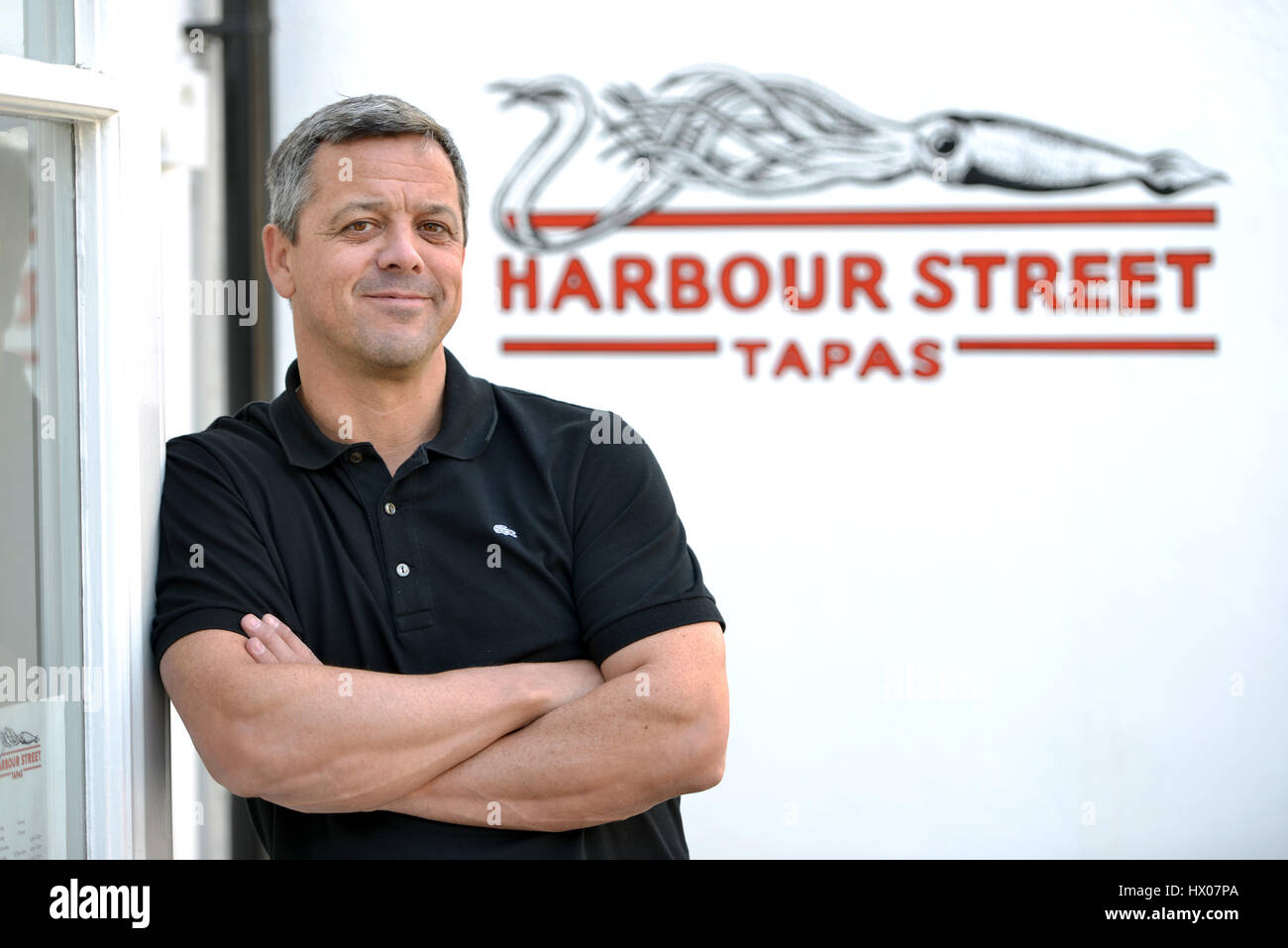 Lee Murray, propriétaire de Harbour Street Tapas, Whitstable Kent Banque D'Images