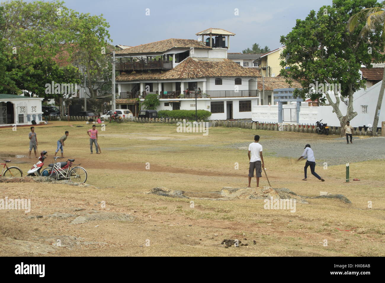 Jeu de cricket du ramasseur, Galle Banque D'Images