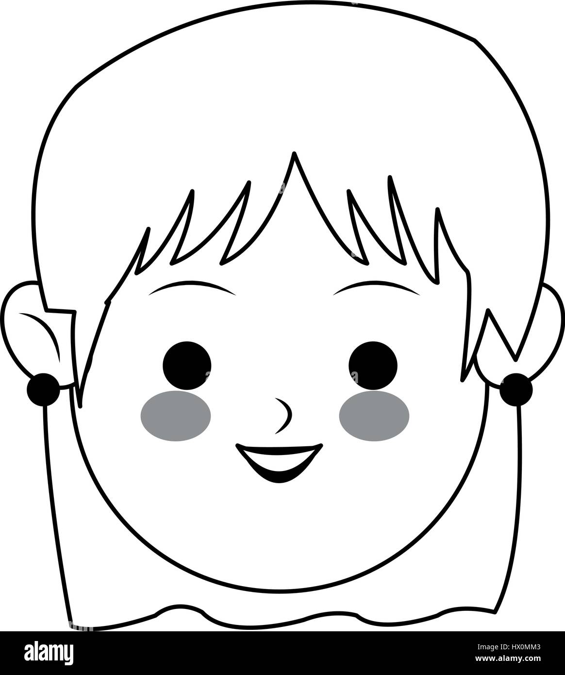 Visage de femme avec fringe cute cartoon icon image vector illustration design Illustration de Vecteur