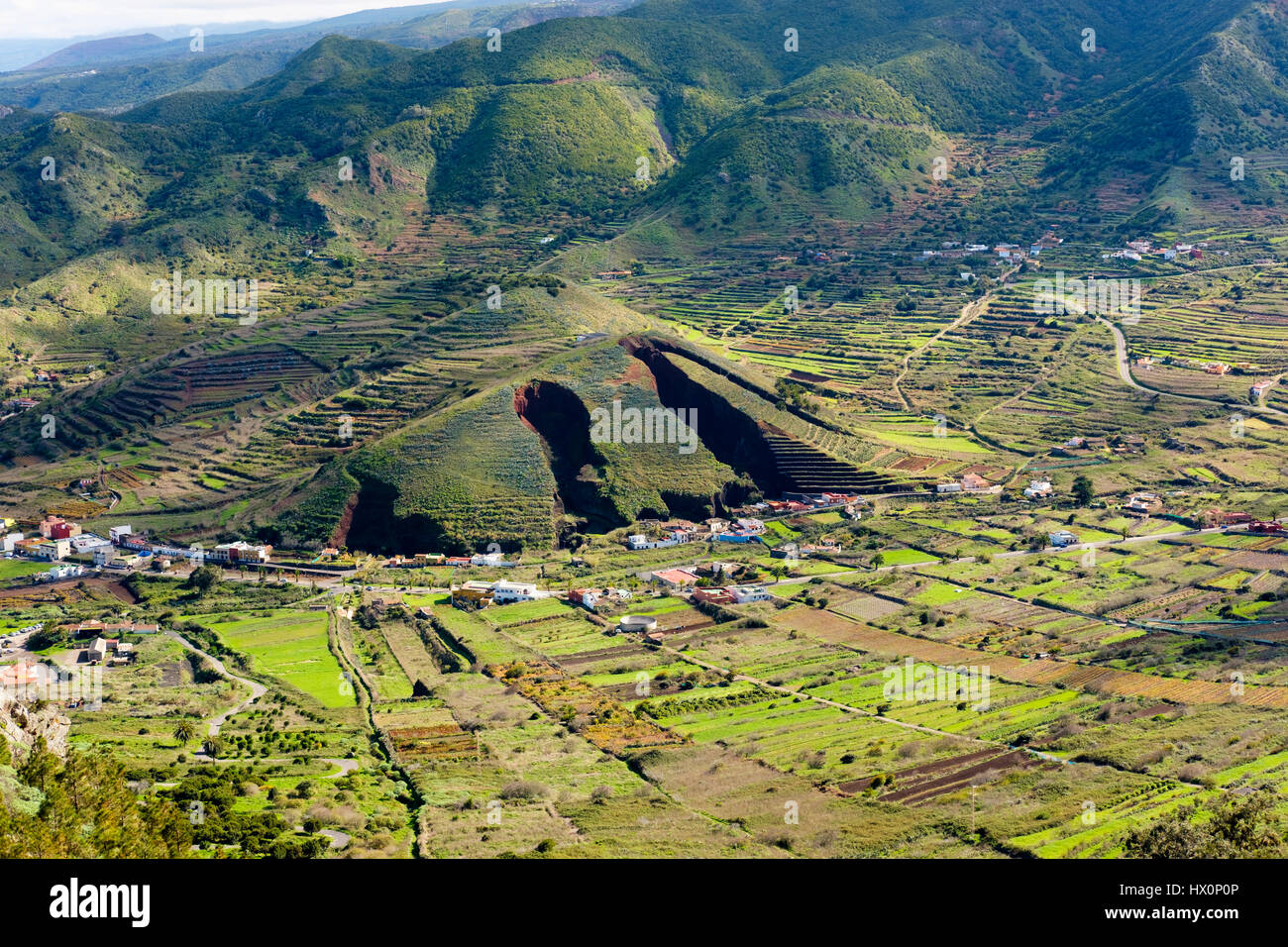 Sillons dans le volcan Montana del Palmar, extraction de la lave, El Palmar, dans la région de Buenavista del Norte, les montagnes de Teno, parc rural de Teno Banque D'Images
