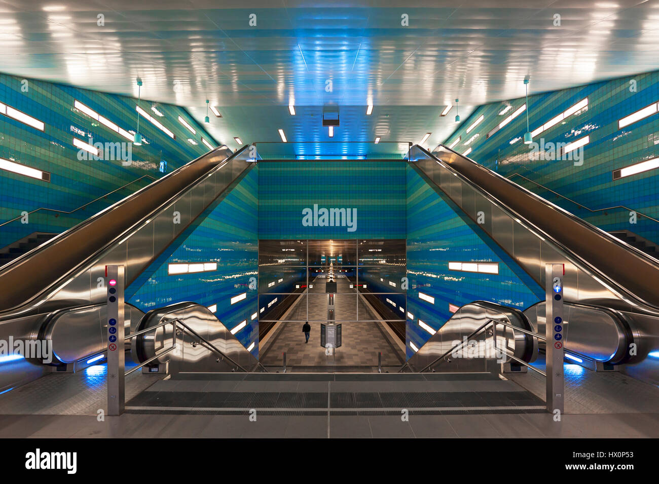 La station de métro Überseequartier, Hambourg, Allemagne Banque D'Images