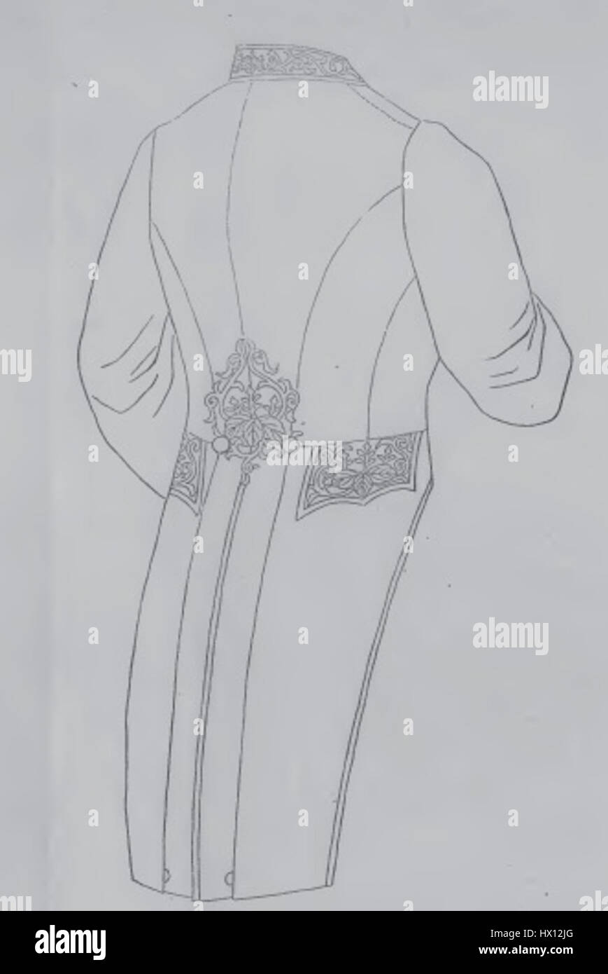 Ce portrait de 1886 montre un personnage portant un uniforme de cour, typique de l'aristocratie de la fin du XIXe siècle. Les vêtements reflètent les codes vestimentaires cérémoniels de l'époque, symbolisant le statut et la mode aristocratique. Banque D'Images