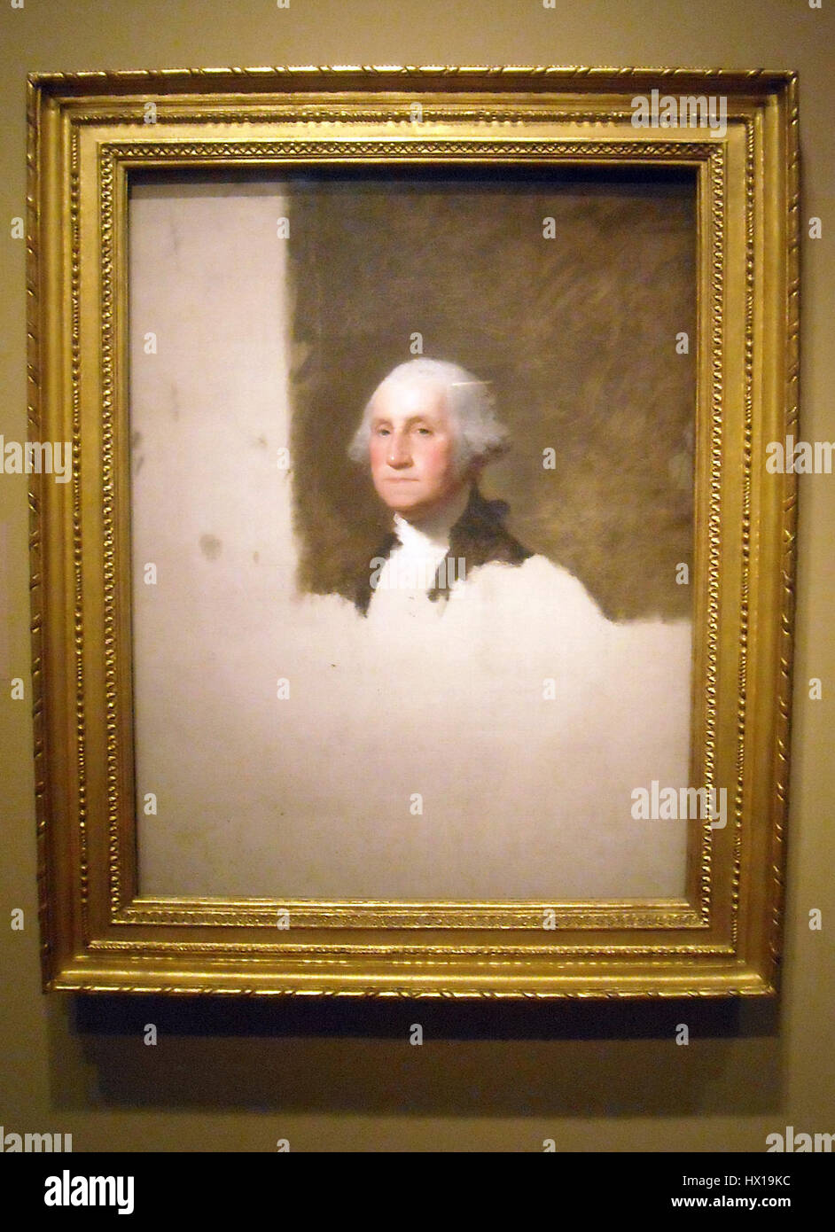 Le portrait inachevé de George Washington capture la dignité et le leadership du président américain. L’œuvre reflète à la fois l’idéalisation et la signification historique de l’image de Washington au début de l’histoire américaine. Banque D'Images