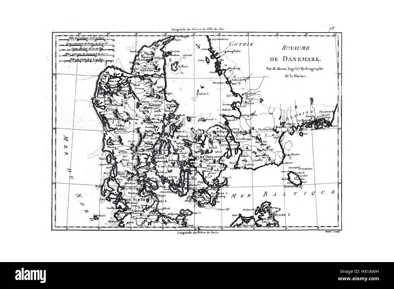 Cette carte de la série 'EM Atlas geographie' détaille le Danemark, mettant en évidence les principales caractéristiques géographiques, villes et éléments topographiques du pays. Il s'agit d'un document historique important pour l'étude de la configuration géographique du Danemark au XIXe siècle. Banque D'Images