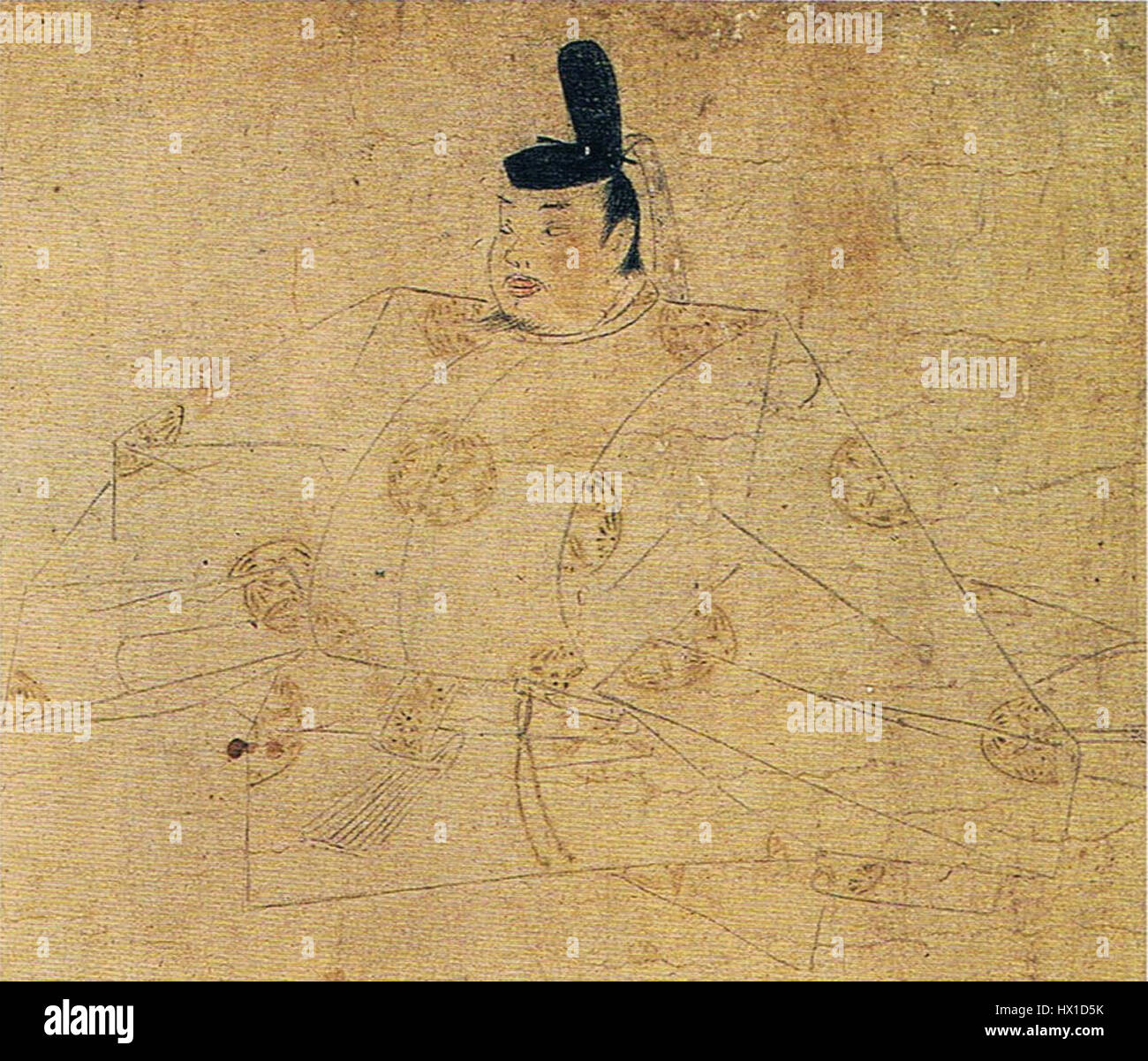 Fujiwara no Tadamichi est une figure importante de l'époque Heian au Japon. Homme d'État, poète et membre du puissant clan Fujiwara, il contribue au paysage politique et culturel de l'époque. Son travail et son influence ont façonné la culture aristocratique du Japon de l'ère Heian. Banque D'Images