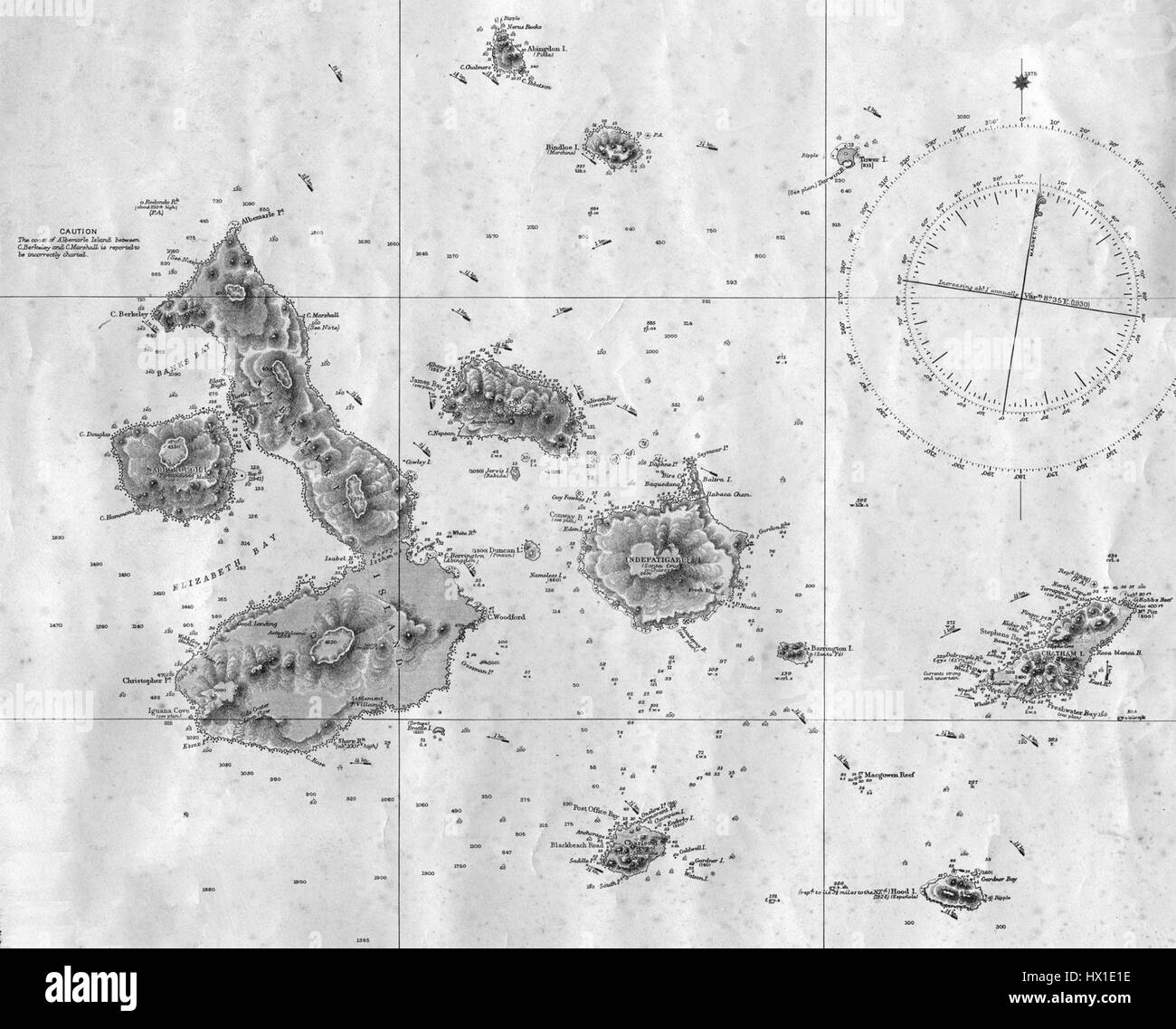 Les îles Galápagos, visitées par Charles Darwin en 1836, sont un groupe d'îles volcaniques au large de la côte équatorienne. Leur biodiversité unique a joué un rôle important dans le développement de la théorie de Darwin de l'évolution par sélection naturelle. Banque D'Images