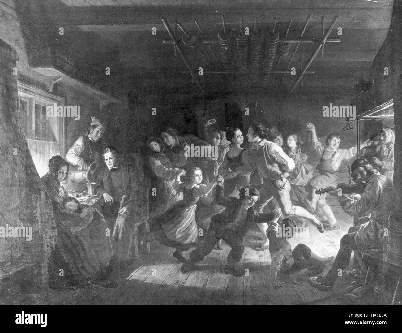 'Bonddans' d'Ekman est une peinture qui représente une danse paysanne traditionnelle suédoise. L'œuvre capture le dynamisme et la signification culturelle des traditions folkloriques suédoises, soulignant l'importance de la danse et de la communauté dans la vie rurale. Banque D'Images