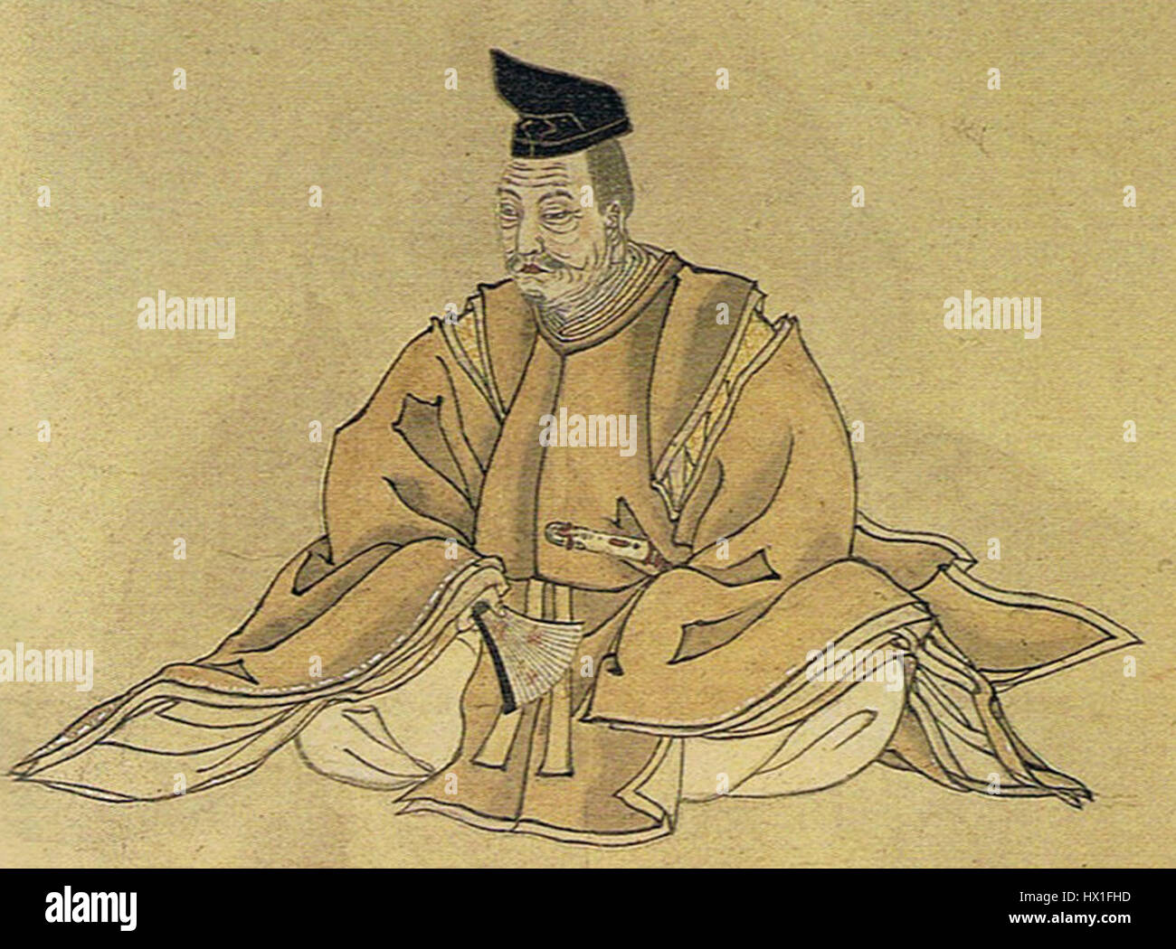 Fujiwara no Kiyohira est une figure importante de l'histoire japonaise, connue pour son rôle dans l'époque de Heian. Il était un dirigeant influent et faisait partie du puissant clan Fujiwara qui a façonné le paysage politique du Japon. Banque D'Images