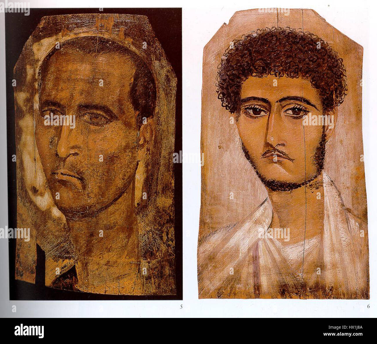 Les portraits de Fayoum sont un groupe de peintures égyptiennes anciennes qui ont servi de portraits funéraires pour les momies. Ces œuvres datent du Ier siècle av. J.-C. au IIIe siècle de notre ère, offrant un aperçu de l'art et de la culture de l'Égypte romaine à travers des représentations réalistes d'individus. Banque D'Images