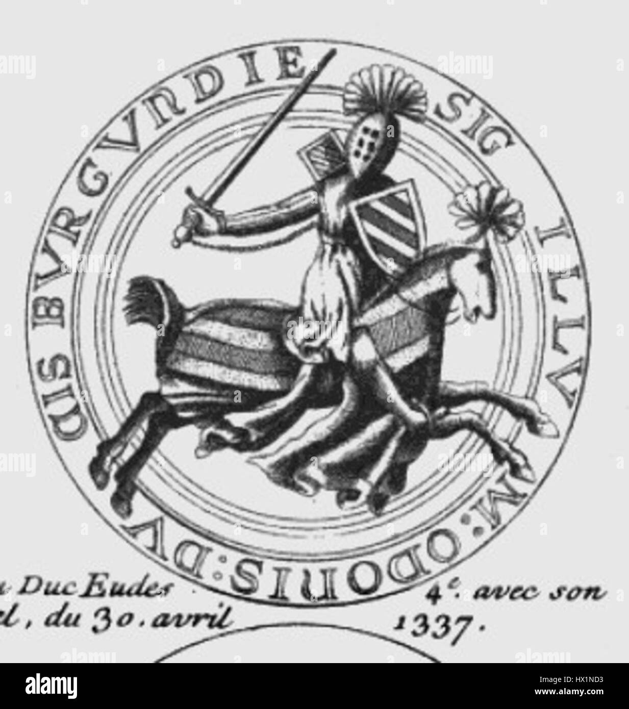 Eudes IV, également connu sous le nom d'Eudes de Troyes, était un noble et souverain français du Xe siècle. Il est connu pour son rôle dans les débuts de l'histoire de la France, en particulier dans le contexte de son règne et de son implication dans les luttes carolingiennes à son époque. Banque D'Images