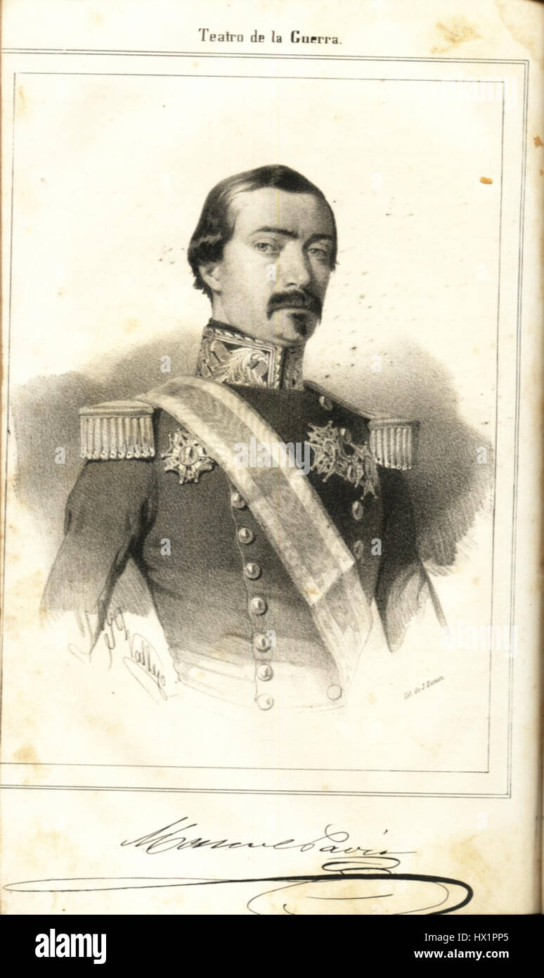 Le général Manuel Pavia était un éminent chef militaire espagnol au XIXe siècle. Il a joué un rôle clé dans les guerres carlistes et plus tard dans les bouleversements politiques en Espagne, y compris le coup d'État de 1856. Banque D'Images