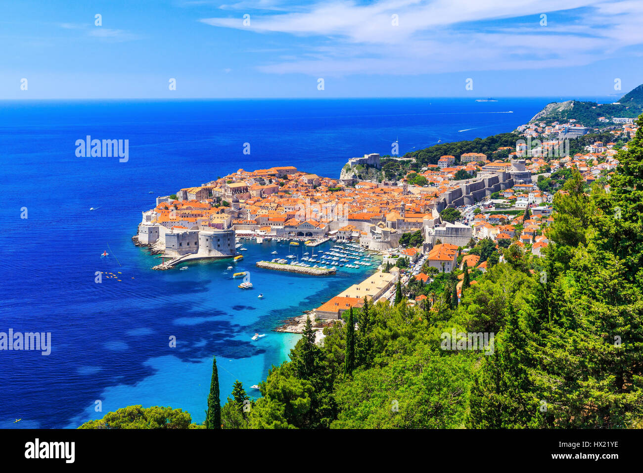 Dubrovnik, Croatie. Vue panoramique sur la vieille ville. Banque D'Images