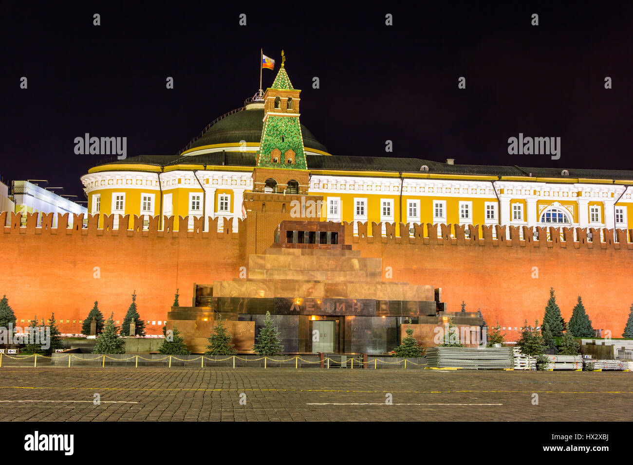 Mausolée de Lénine à Moscou dans la nuit Banque D'Images