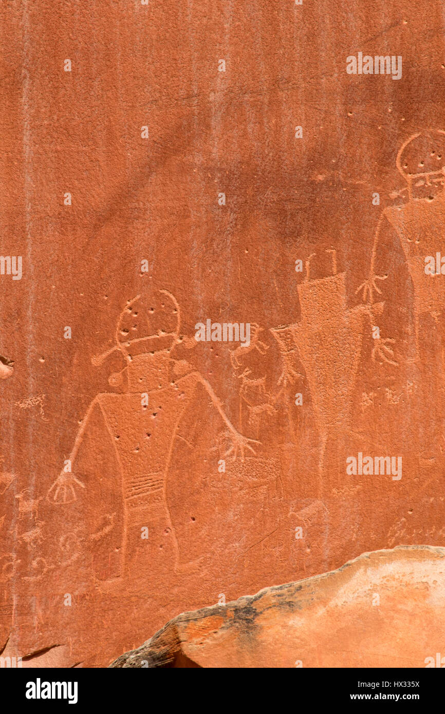 Des pétroglyphes, Capitol Reef National Park, Utah Banque D'Images