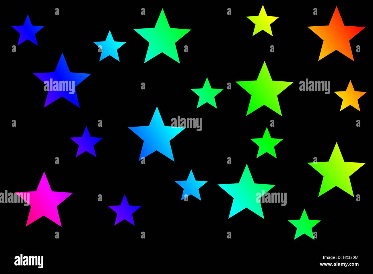 Plusieurs des étoiles colorées Banque D'Images