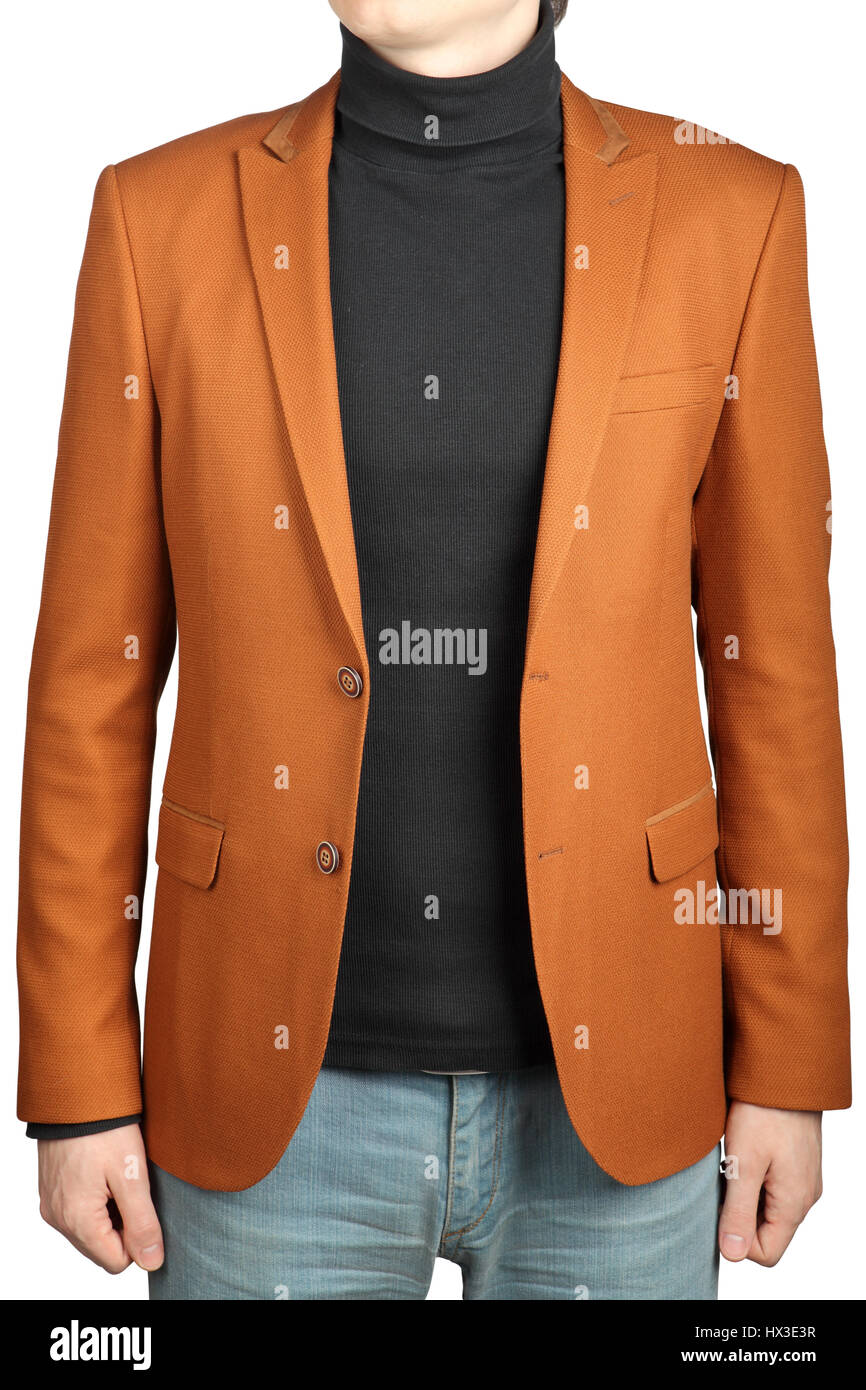 Costume veste pour les hommes, la couleur de l'argile, de droit isolé sur  un fond blanc. Veste Orange costume pour les hommes Photo Stock - Alamy