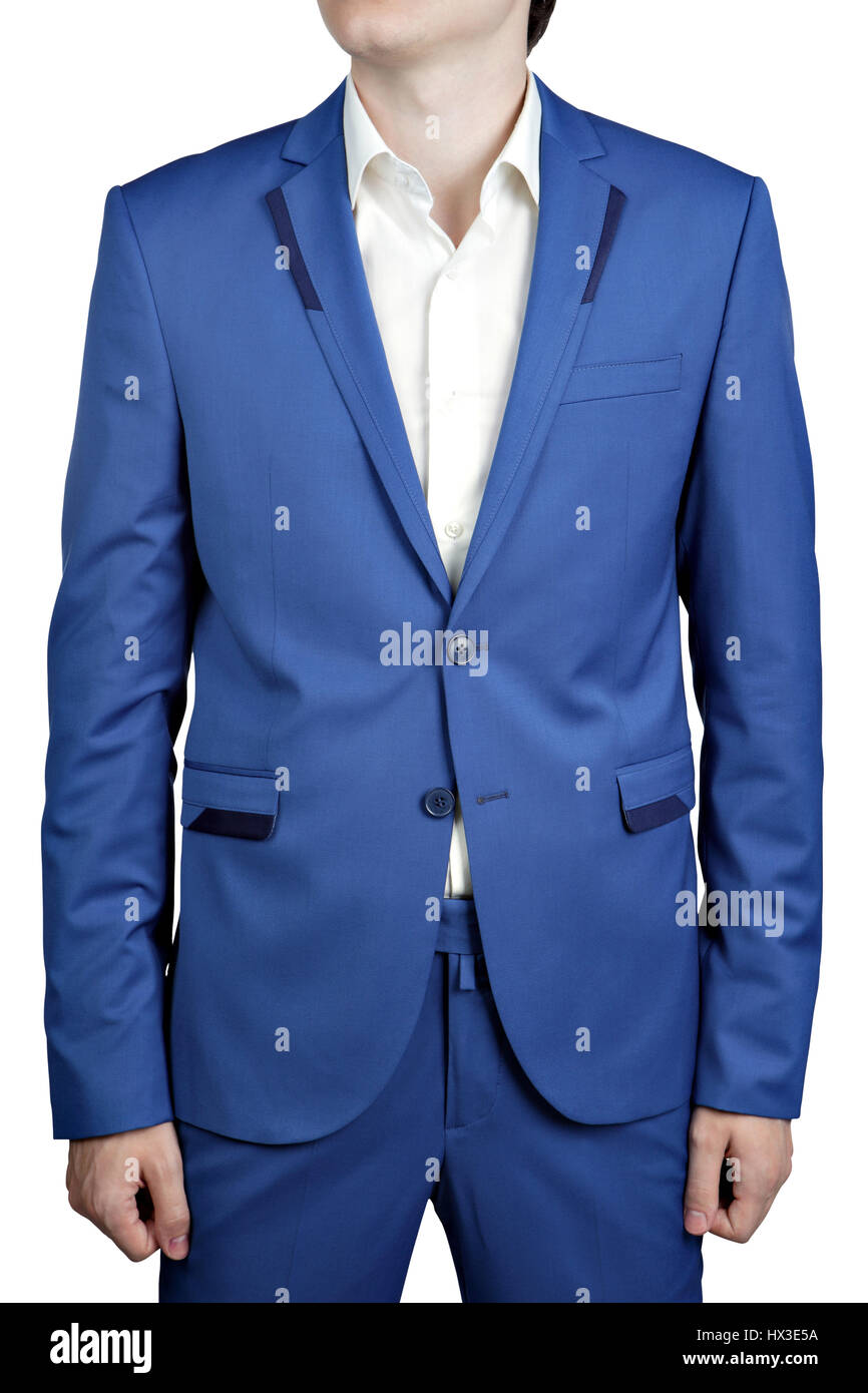 Costume mariage homme de couleur bleu vif pantalon et veste, isolé sur  blanc Photo Stock - Alamy