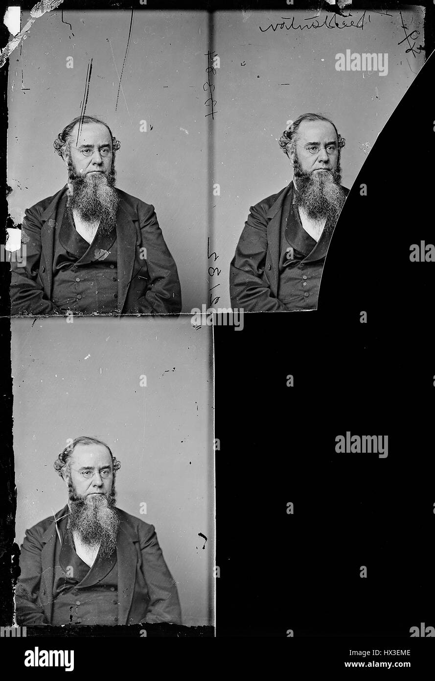 Assis demi-longueur portrait de l'ancien secrétaire à la guerre Edwin M. Stanton, 1863. L'image de courtoisie des Archives nationales. Banque D'Images
