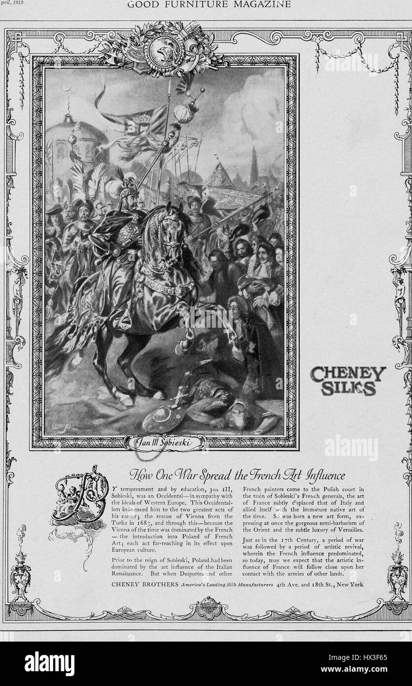 L'inscription de Jean III Sobieski, roi de Pologne et Grand-Duc de Lituanie, sur un cheval et entourée de gens, 1919. À partir de la Bibliothèque publique de New York. Banque D'Images