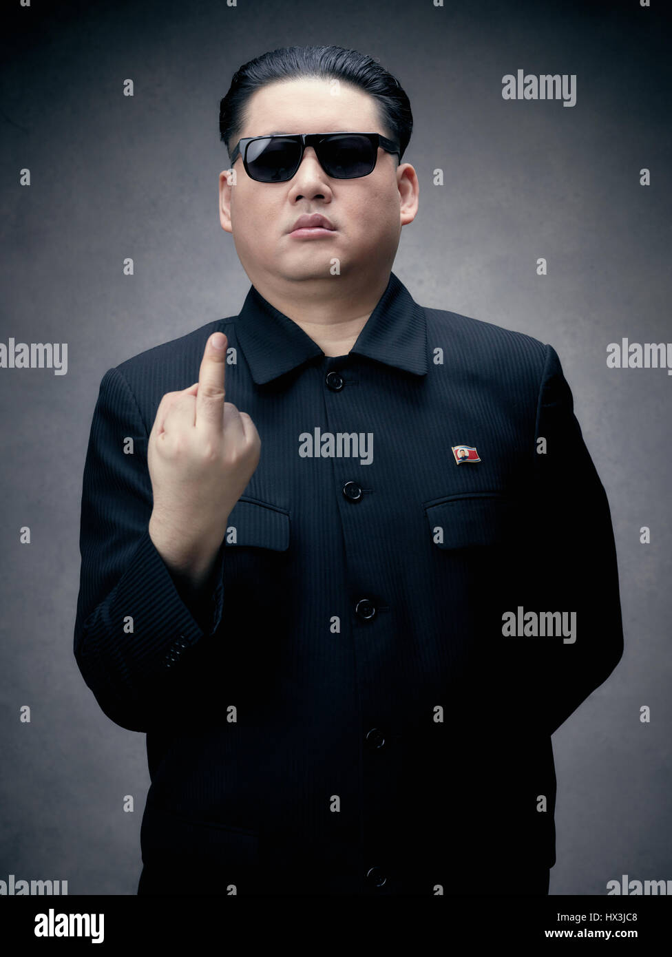 Leader de la Corée du Nord Kim Jong un sosie et président Donald Trump sosie photographié en F8 studio de photographie par Gary Tyson. Banque D'Images