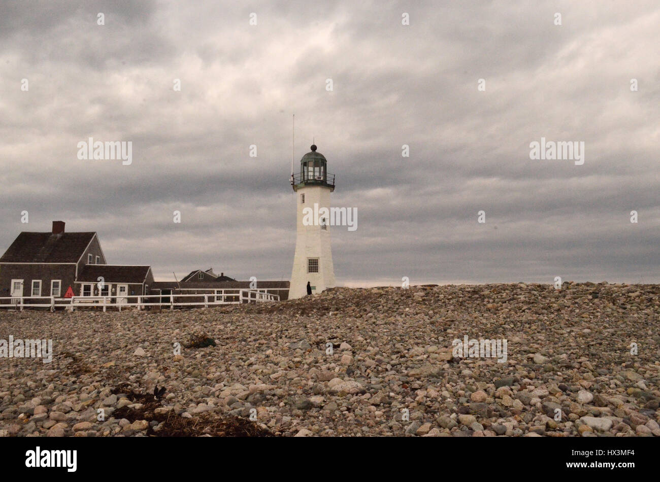 Au cours de la journée à l'ancienne en fonte Scituate Light Scituate au Massachusetts. Banque D'Images