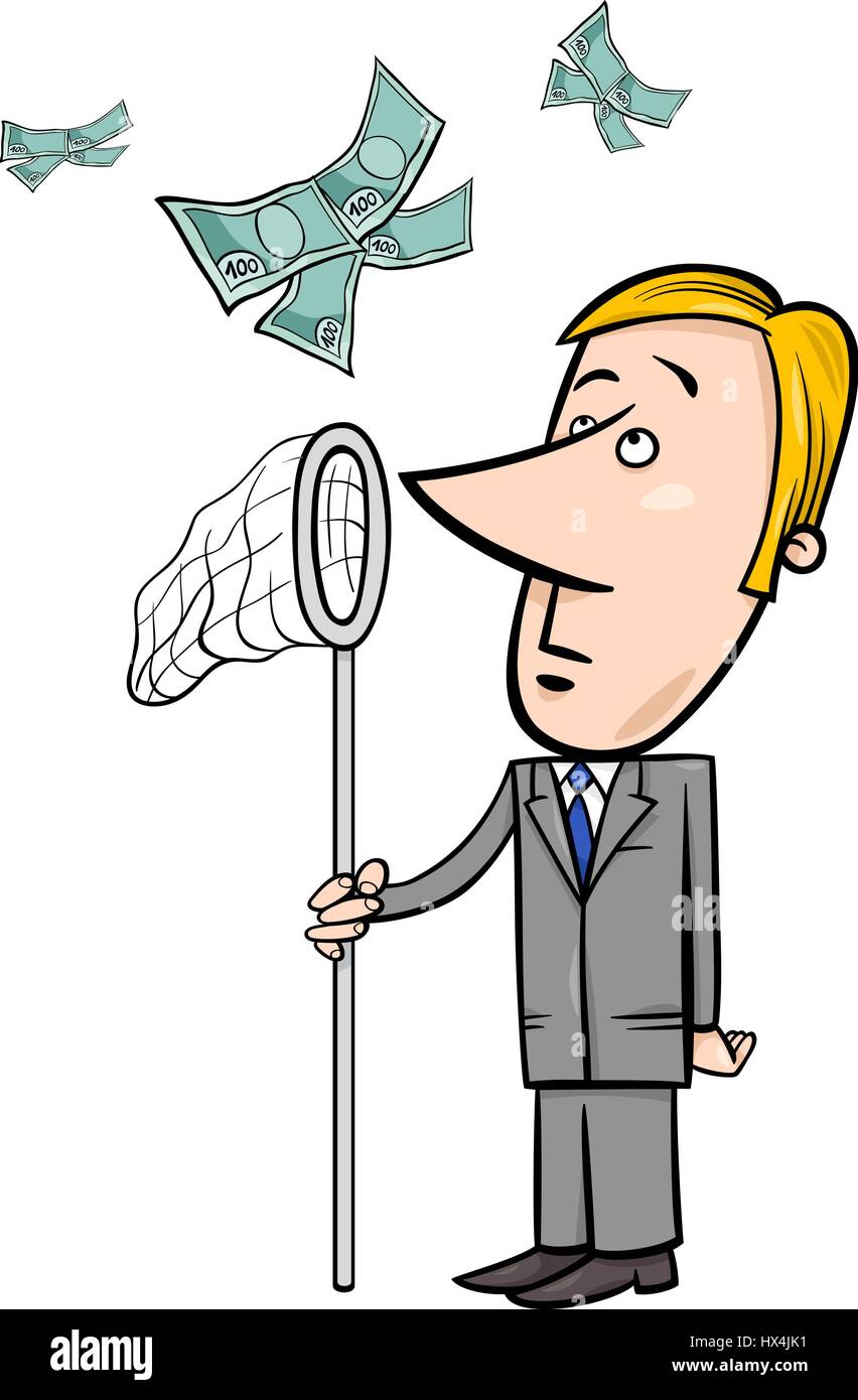 Cartoon Illustration du concept de l'argent avec Businessman Insectes Illustration de Vecteur