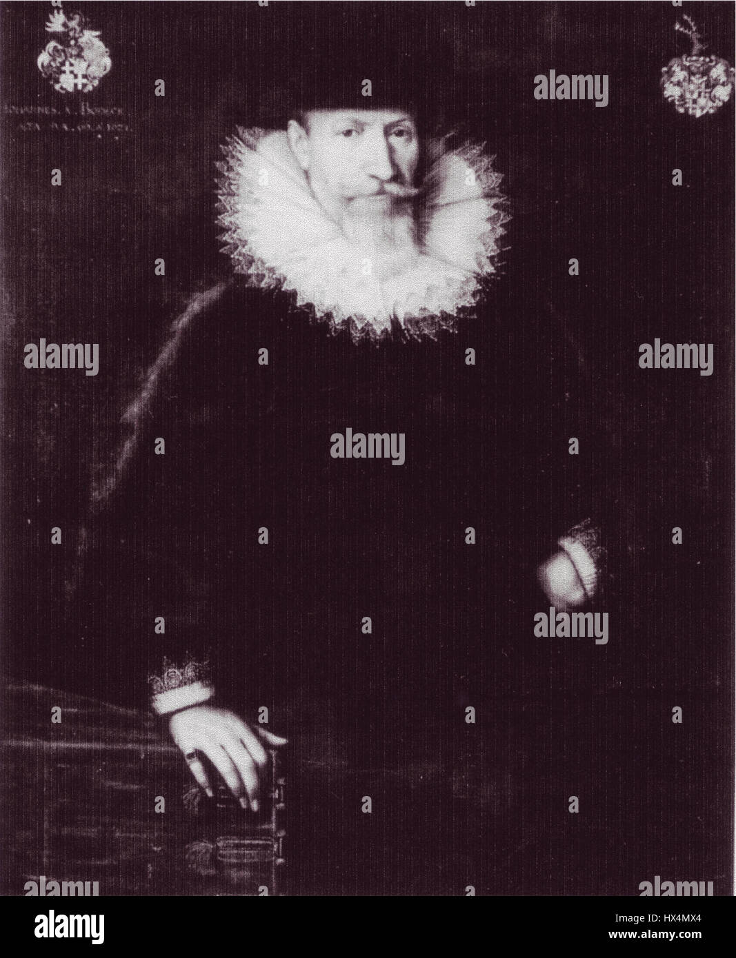 Johann von Bodeck est un artiste du XVIe siècle connu pour ses portraits et ses thèmes religieux. Ses œuvres représentaient souvent la noblesse et le clergé de l'époque, en mettant l'accent sur le réalisme et le détail dans ses représentations des individus. Banque D'Images