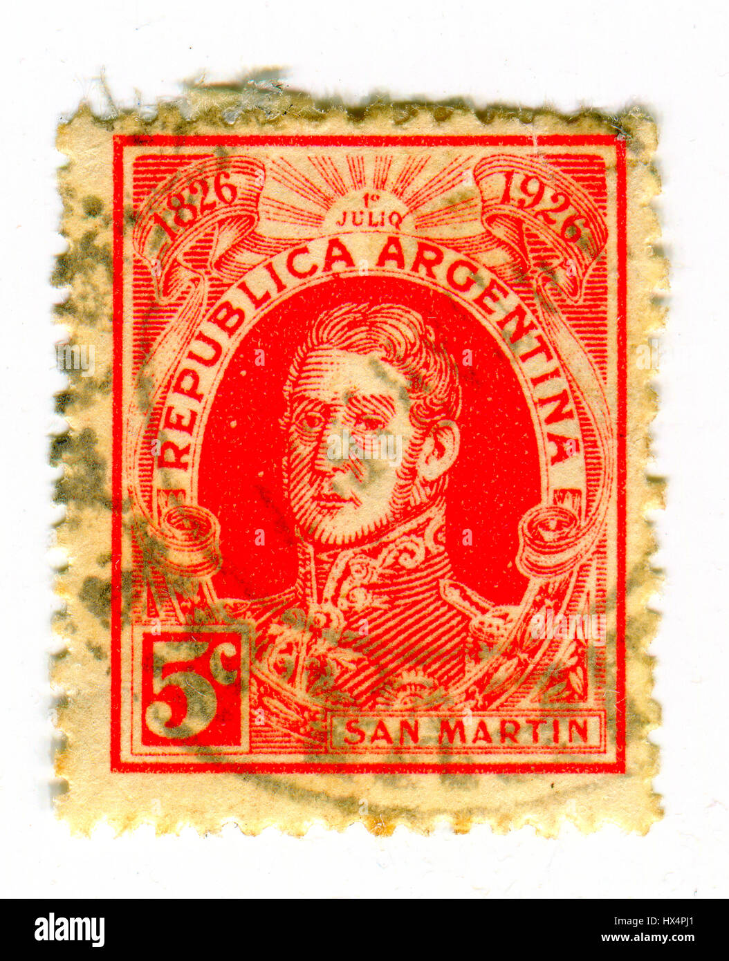 GOMEL, BÉLARUS, 23 mars 2017, de timbres en Argentine montre image d'theJose Francisco de San Martin y Matorras, était un général argentin et la Banque D'Images